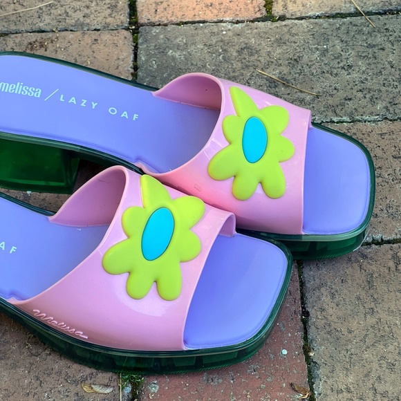 Lazy Oaf x Melissa Shape Heel Jelly Sandals in Pink - Picture 3 of 8